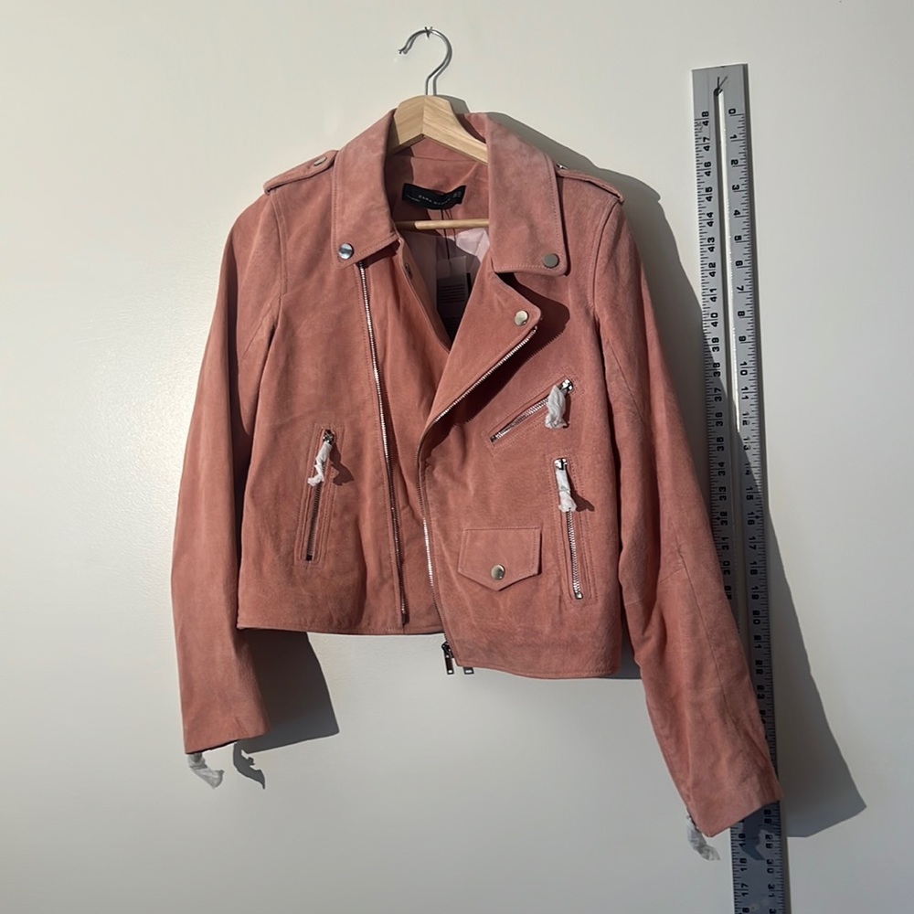 💘Zara suede salmon colored Moto jacket